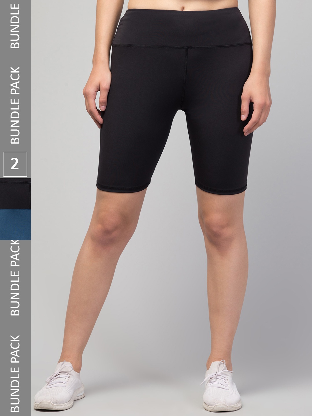

Apraa & Parma Women Pack Of 2 Skinny Fit Mid-Rise Cycling Shorts, Black