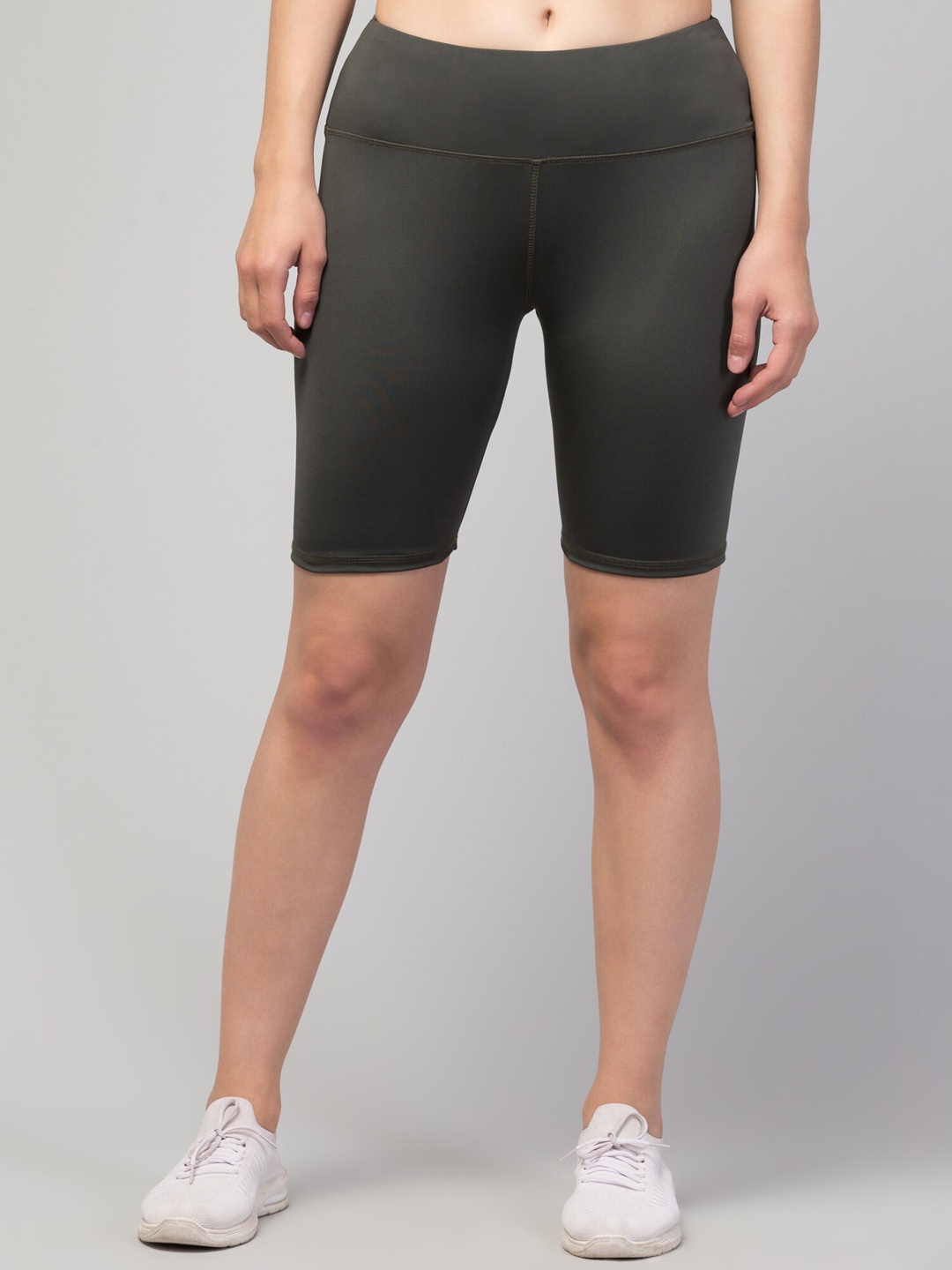 

Apraa & Parma Women Skinny Fit High-Rise Training Or Gym Sports Shorts, Olive