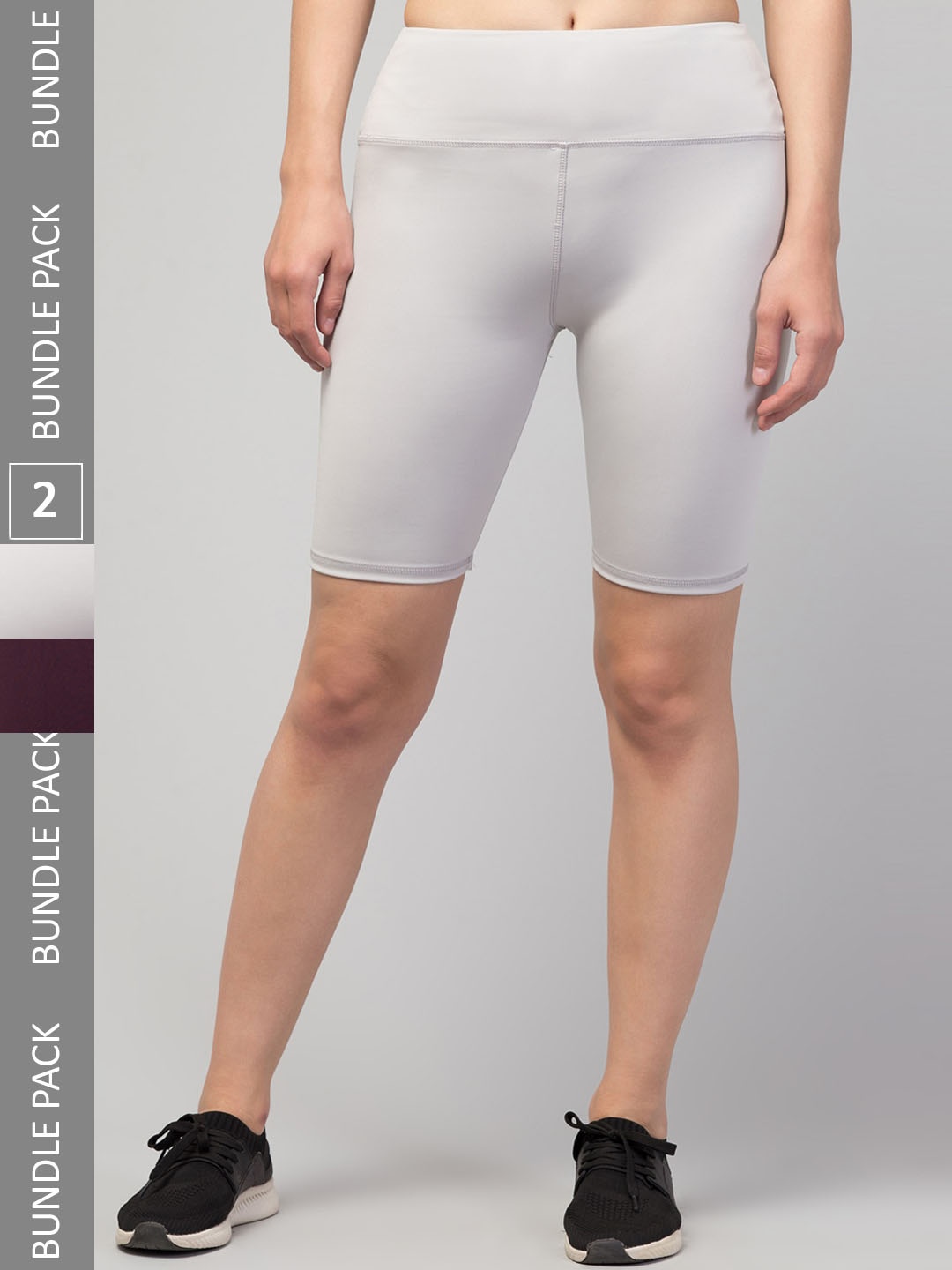 

Apraa & Parma Women Pack Of 2 Skinny Fit Cycling Sports Shorts, Grey