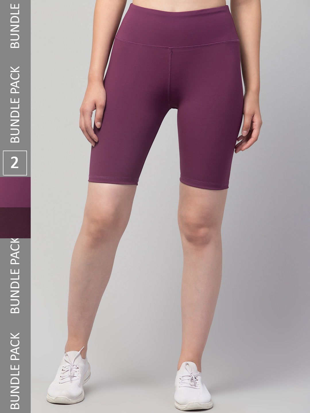 

Apraa & Parma Pack Of 2 Women Skinny Fit High-Rise Yoga Sports Shorts, Purple