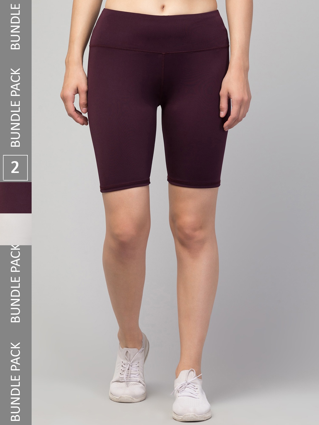 

Apraa & Parma Pack Of 2 Women Skinny Fit High-Rise Yoga Sports Shorts, Maroon
