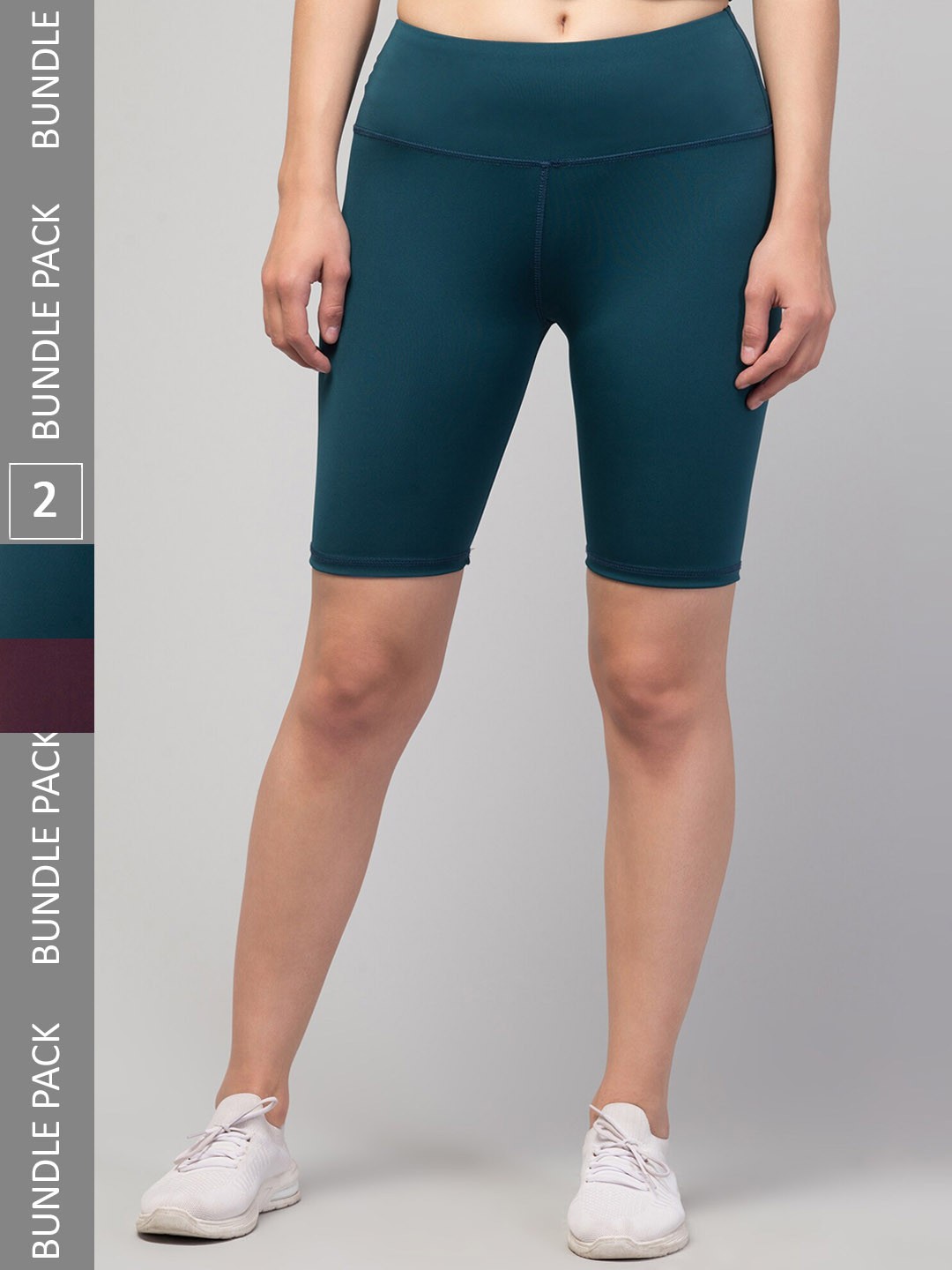 

Apraa & Parma Women Pack Of 2 Skinny Fit High-Rise Cycling Shorts, Purple