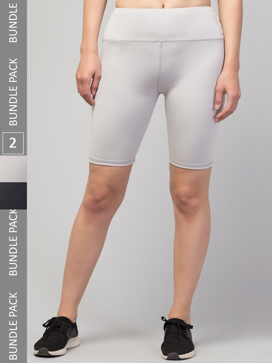 

Apraa & Parma Women Pack Of 2 Skinny Fit Cycling Sports Shorts, Grey