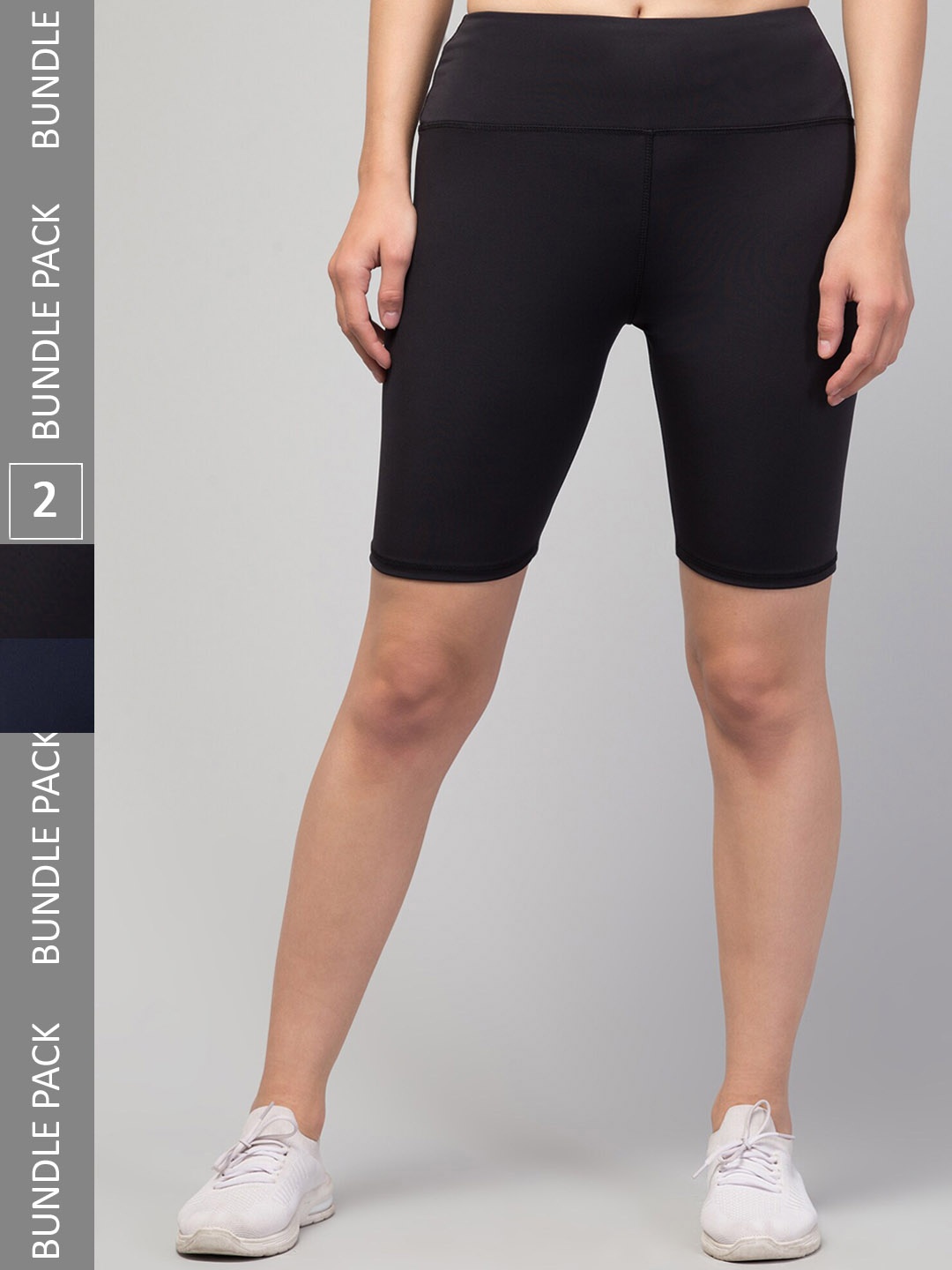 

Apraa & Parma Women Pack Of 2 Skinny Fit Mid-Rise Cycling Shorts, Black