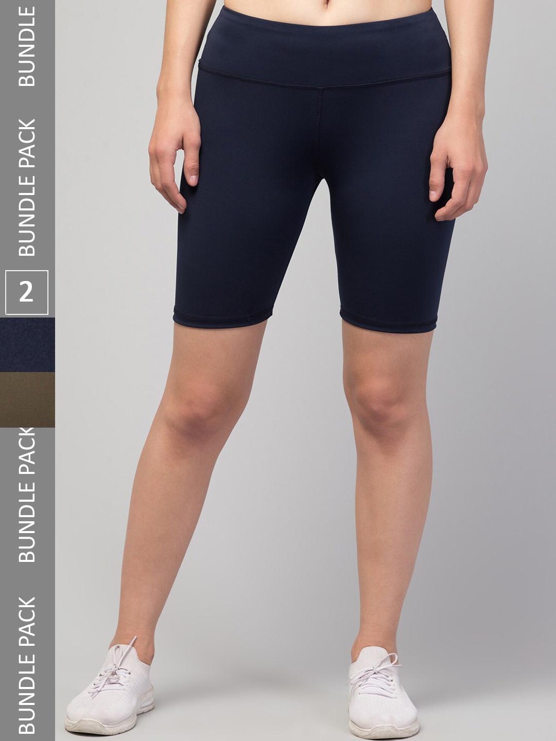 

Apraa & Parma Women Pack Of 2 Skinny Fit Cycling Sports Shorts, Olive