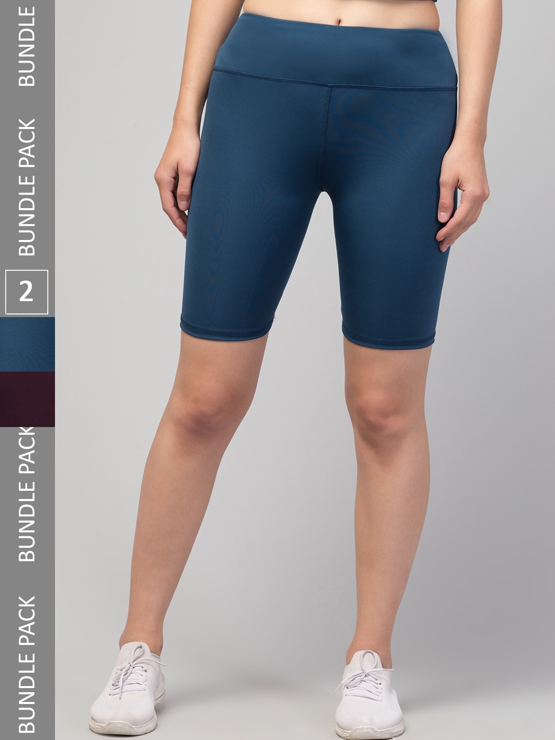 

Apraa & Parma Women Pack Of 2 Skinny Fit High-Rise Cycling Shorts, Purple