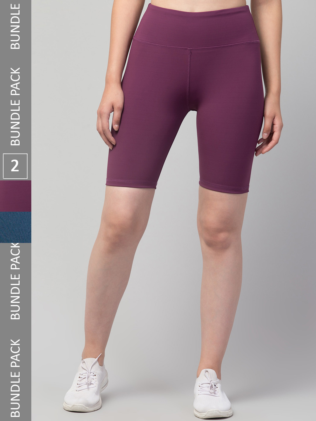 

Apraa & Parma Women Pack Of 2 Skinny Fit High-Rise Training Or Gym Sports Shorts, Purple