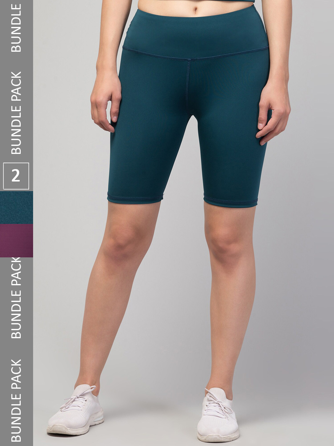 

Apraa & Parma Women Pack Of 2 Skinny Fit High-Rise Cycling Biker Shorts, Blue