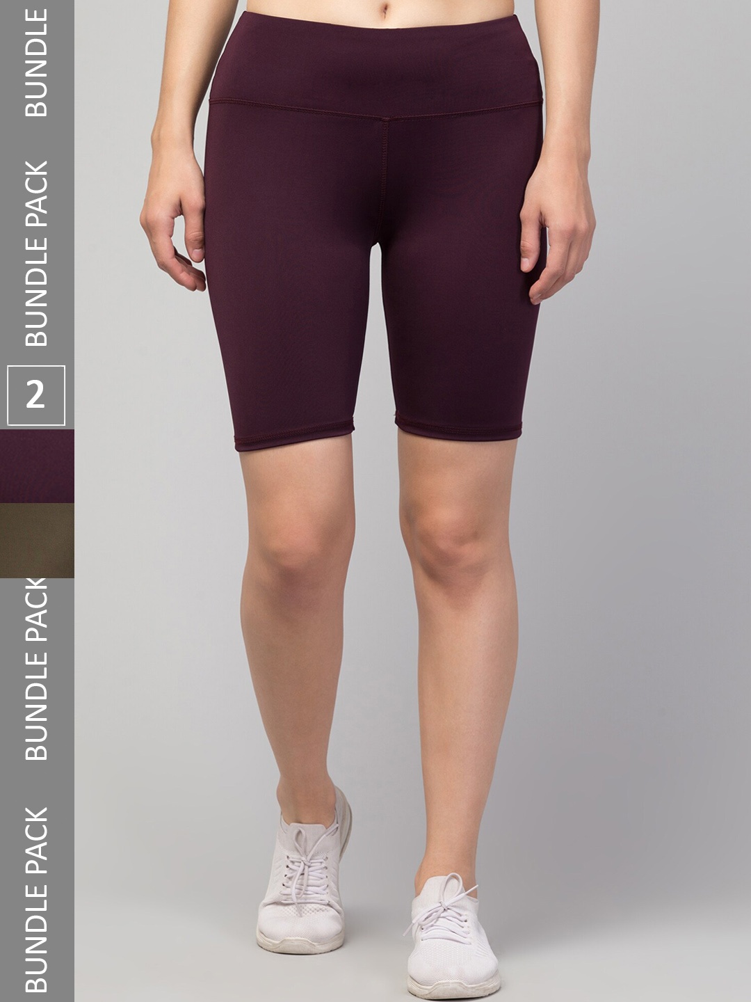 

Apraa & Parma Women Pack Of 2 Skinny Fit High-Rise Cycling Biker Shorts, Purple