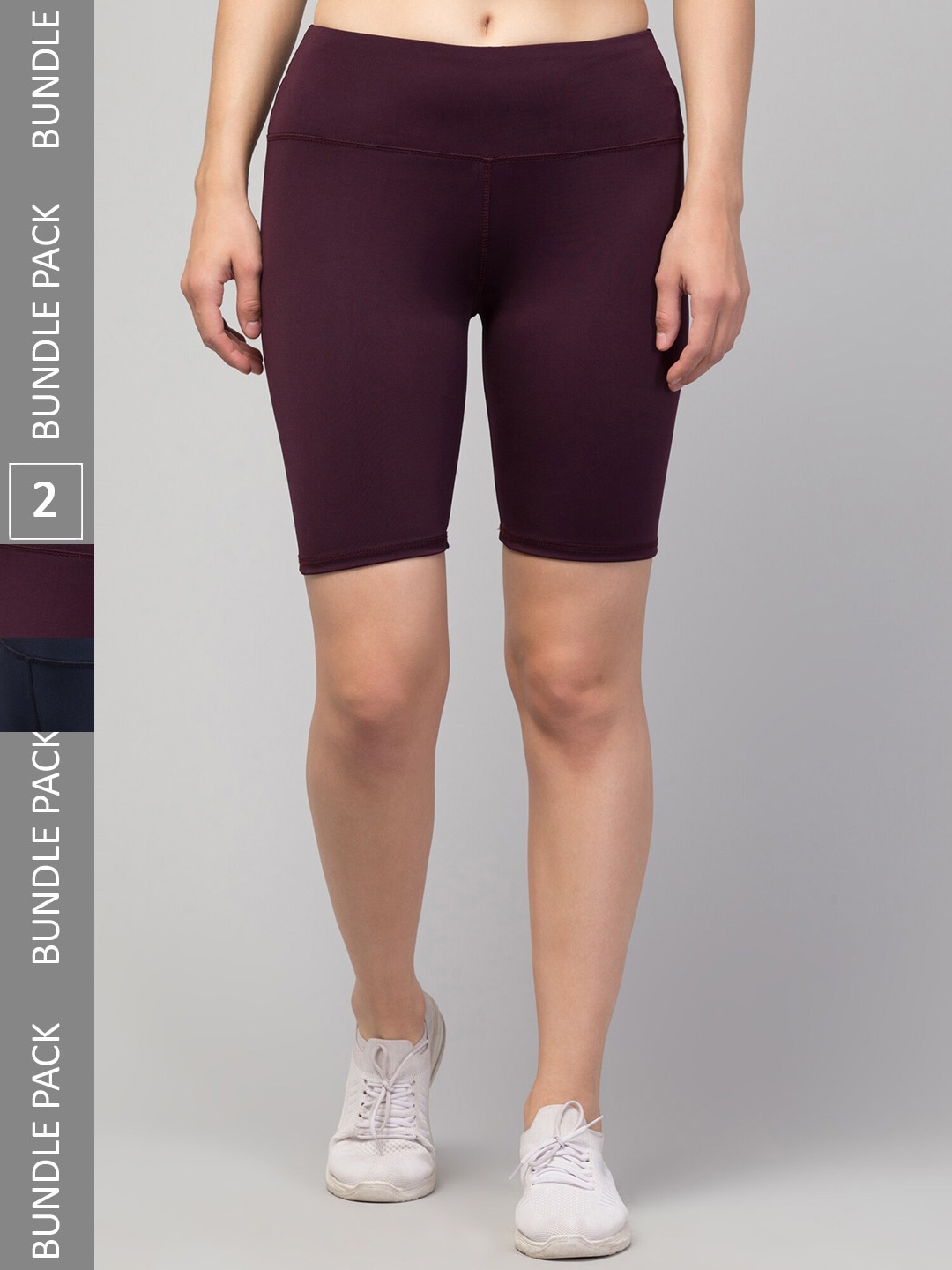 

Apraa & Parma Women Pack Of 2 Skinny Fit Cycling Sports Shorts, Maroon