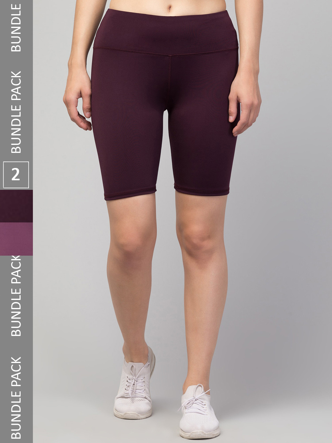 

Apraa & Parma Women Pack Of 2 Skinny Fit High-Rise Cycling Biker Shorts, Purple