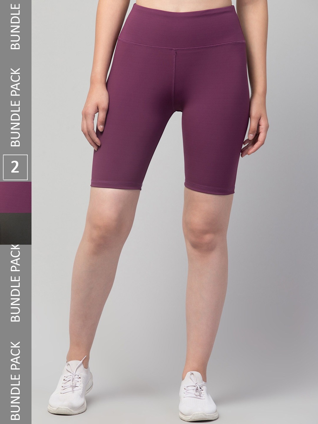 

Apraa & Parma Women Pack Of 2 Skinny Fit High-Rise Biker Shorts, Magenta
