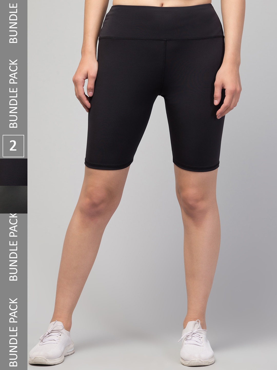 Apraa & Parma Women Pack Of 2 Skinny Fit Cycling Sports Shorts, Black