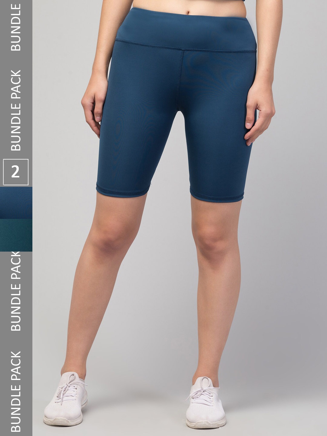 

Apraa & Parma Women Pack Of 2 Skinny Fit High-Rise Cycling Shorts, Navy blue