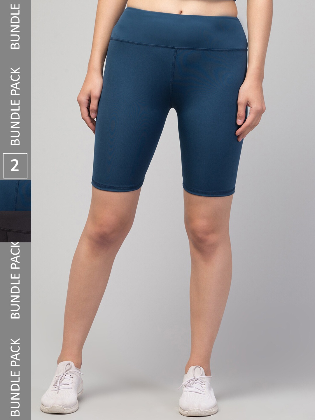 

Apraa & Parma Women Pack Of 2 Skinny Fit High-Rise Cycling Biker Shorts, Blue