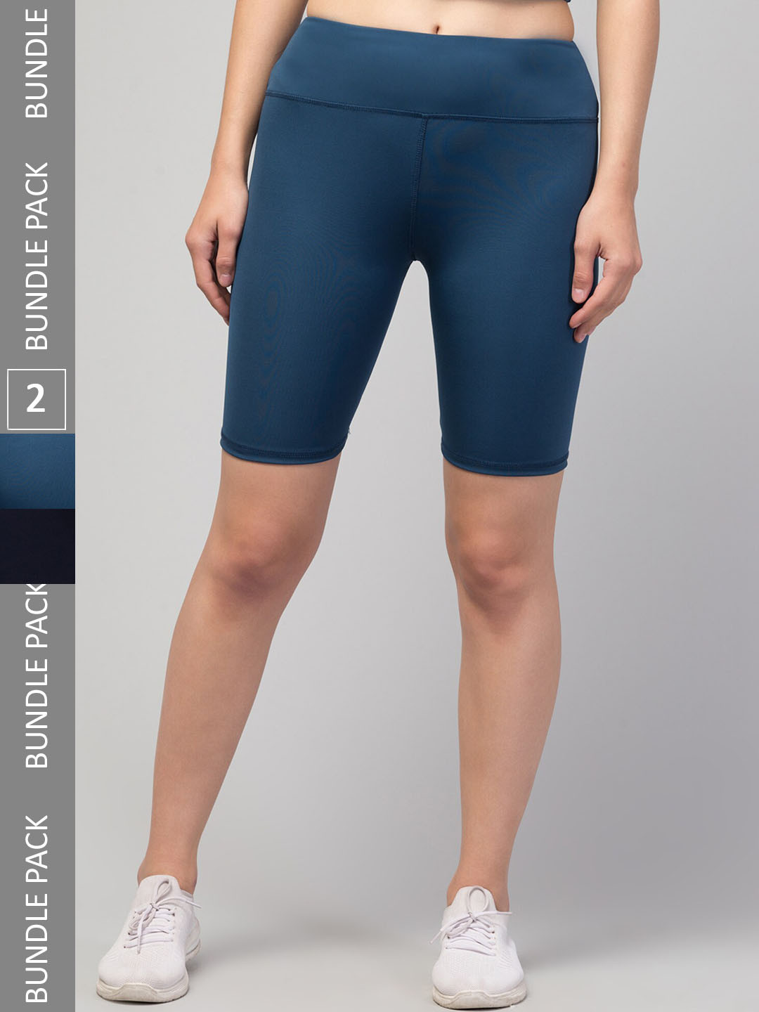 

Apraa & Parma Women Pack Of 2 Skinny Fit Cycling Sports Shorts, Teal