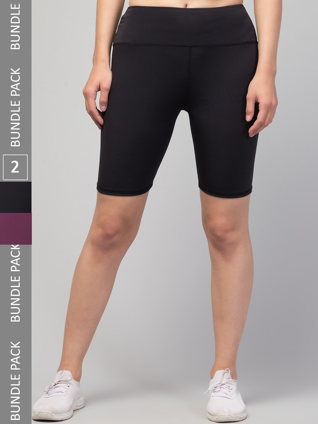 

Apraa & Parma Pack Of 2 Women Skinny Fit High-Rise Yoga Sports Shorts, Purple