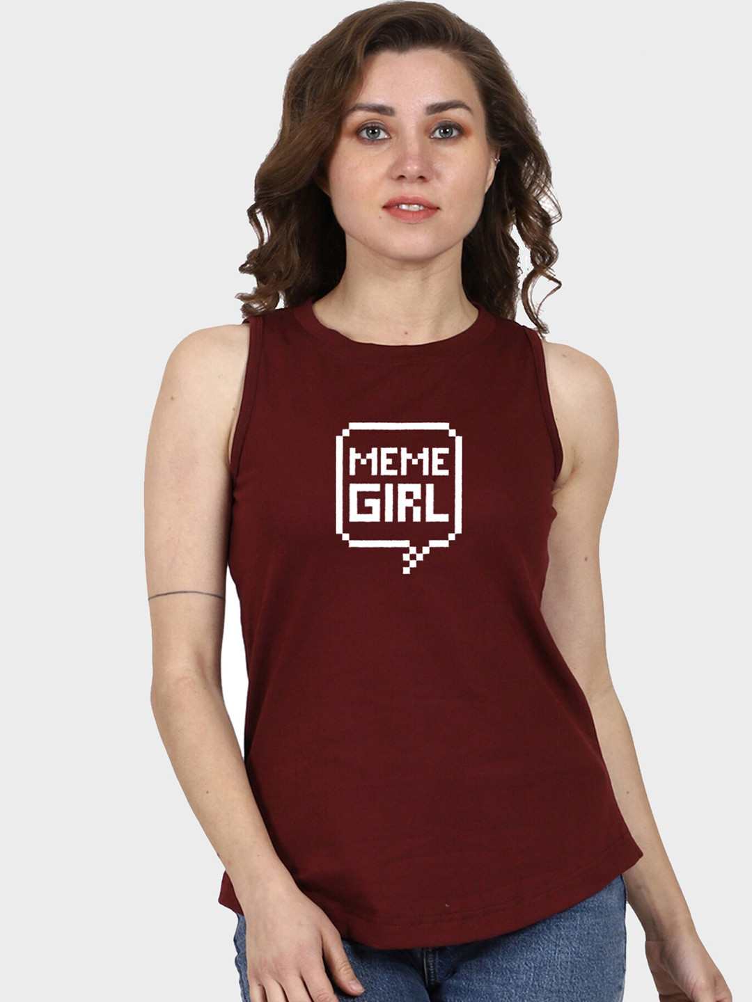 

T-SHIRT TRUCK Typography Printed Cotton T-shirt, Maroon