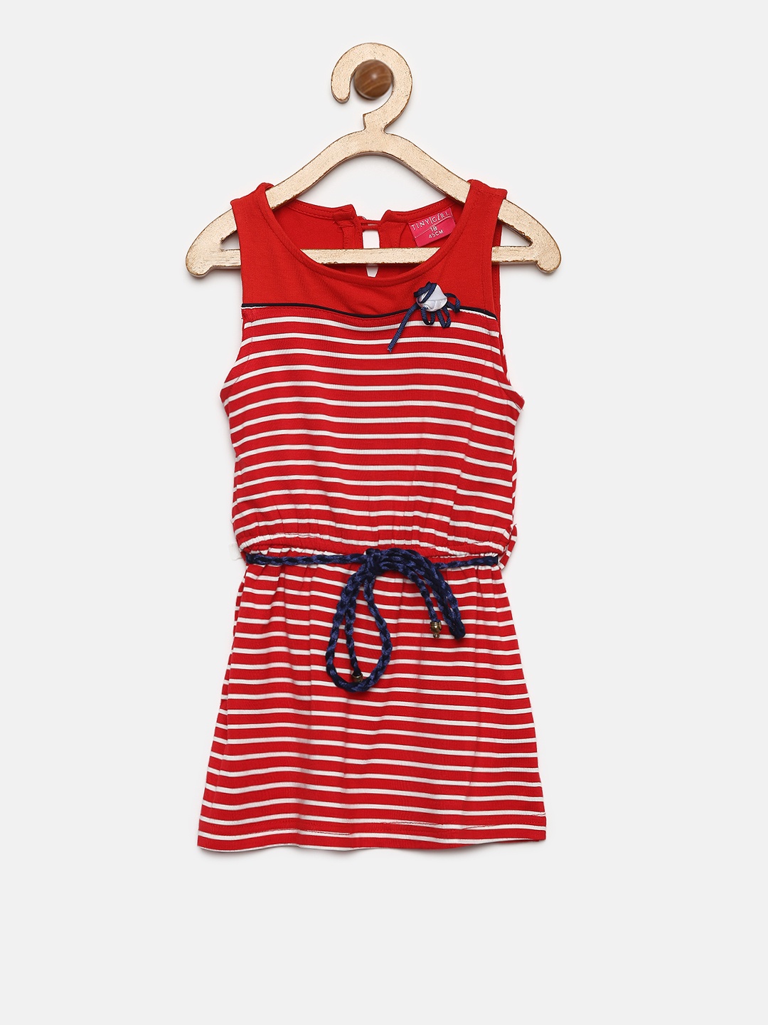 

Tiny Girl Red & White Striped Fit and Flare Dress