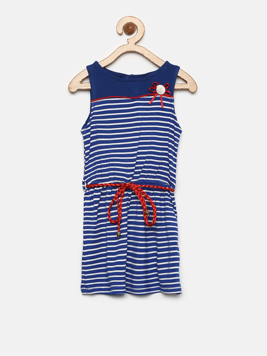 

Tiny Girl Blue & White Striped Fit and Flare Dress