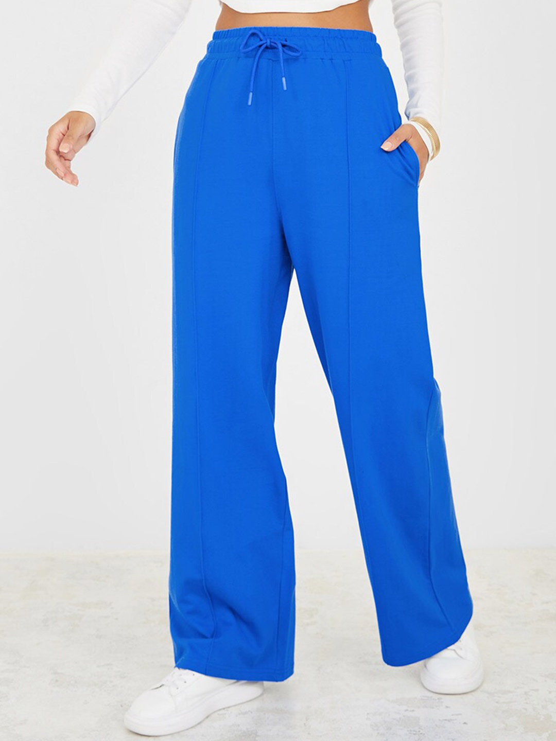 

Styli Women Cotton Relaxed Fit Track Pants, Blue