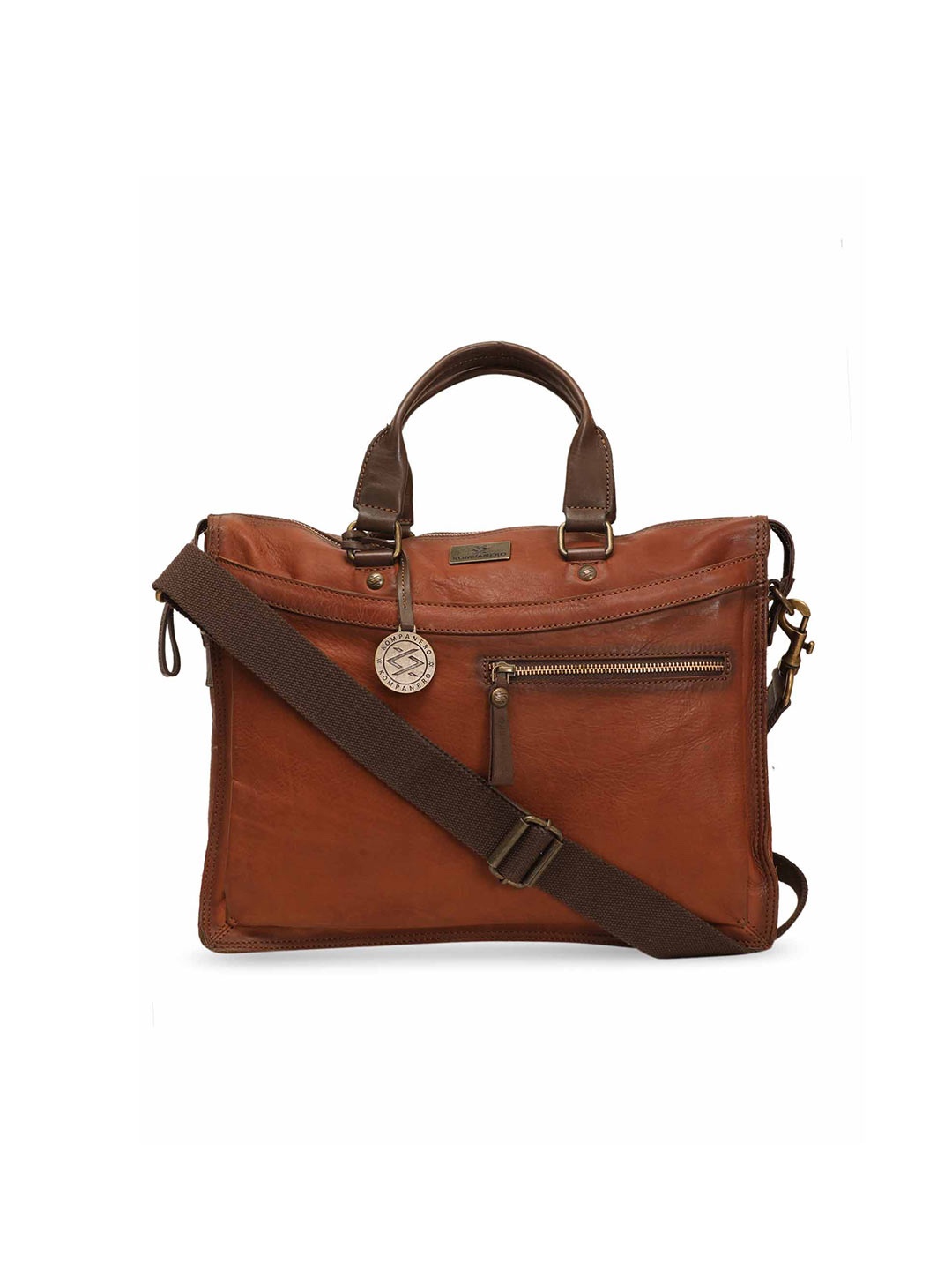

KOMPANERO Leather Laptop Bag, Tan