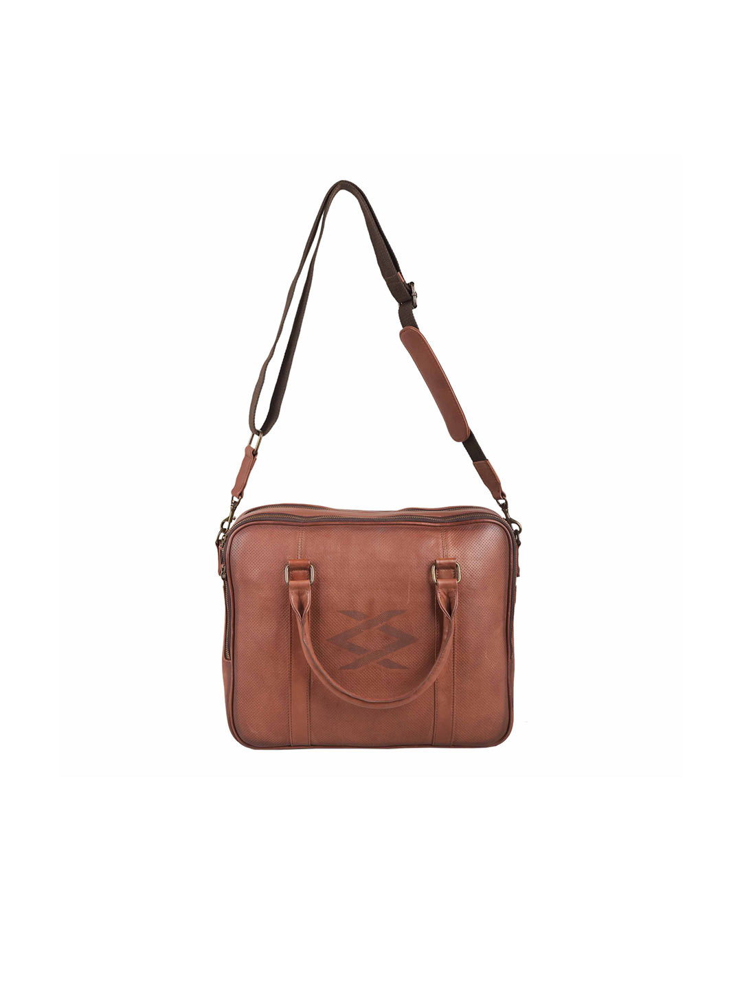

KOMPANERO Textured Leather Laptop Bag, Tan