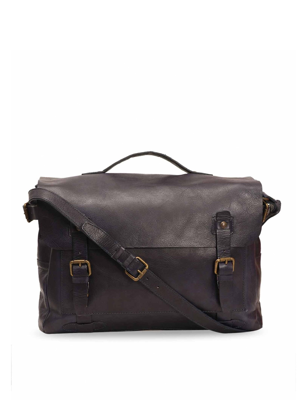 

KOMPANERO Textured Leather Laptop Bag, Brown