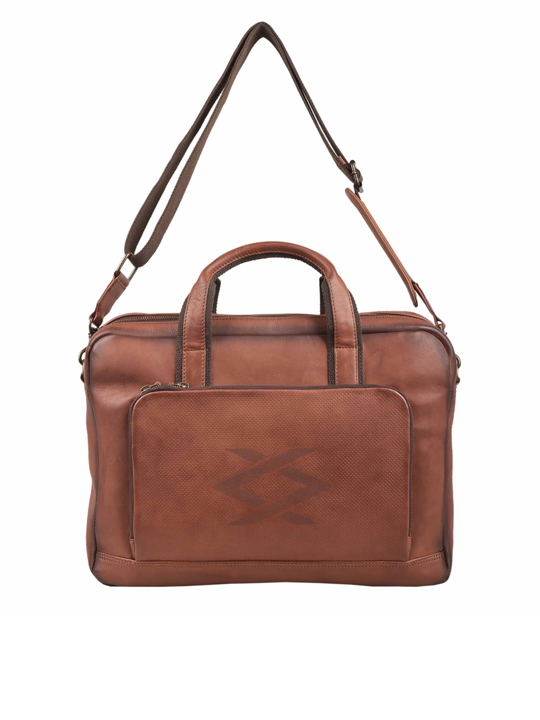 

KOMPANERO Textured Leather Laptop Bag, Tan