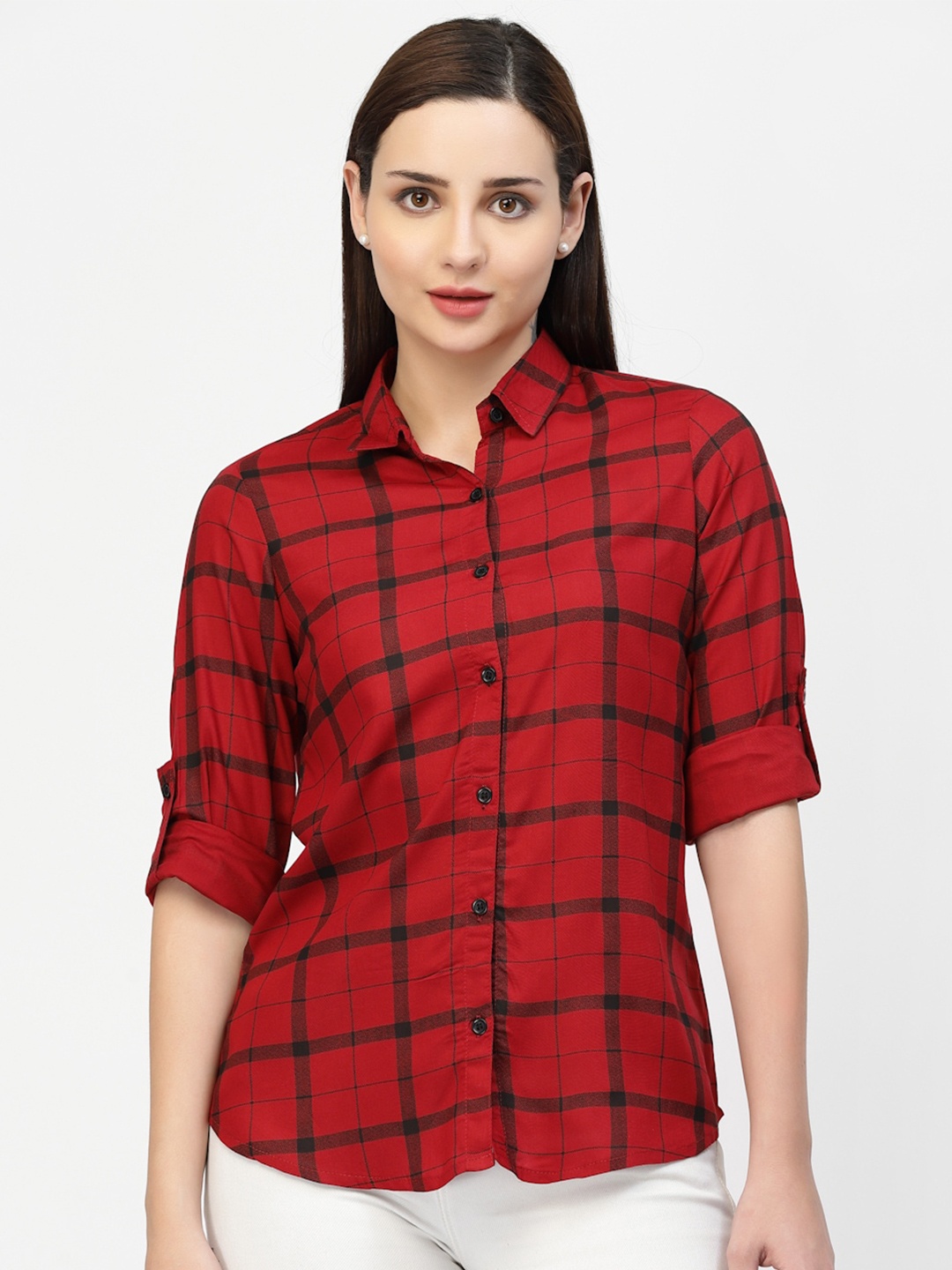 

Vastraa Fusion Comfort Fit Tartan Checks Casual Shirt, Maroon