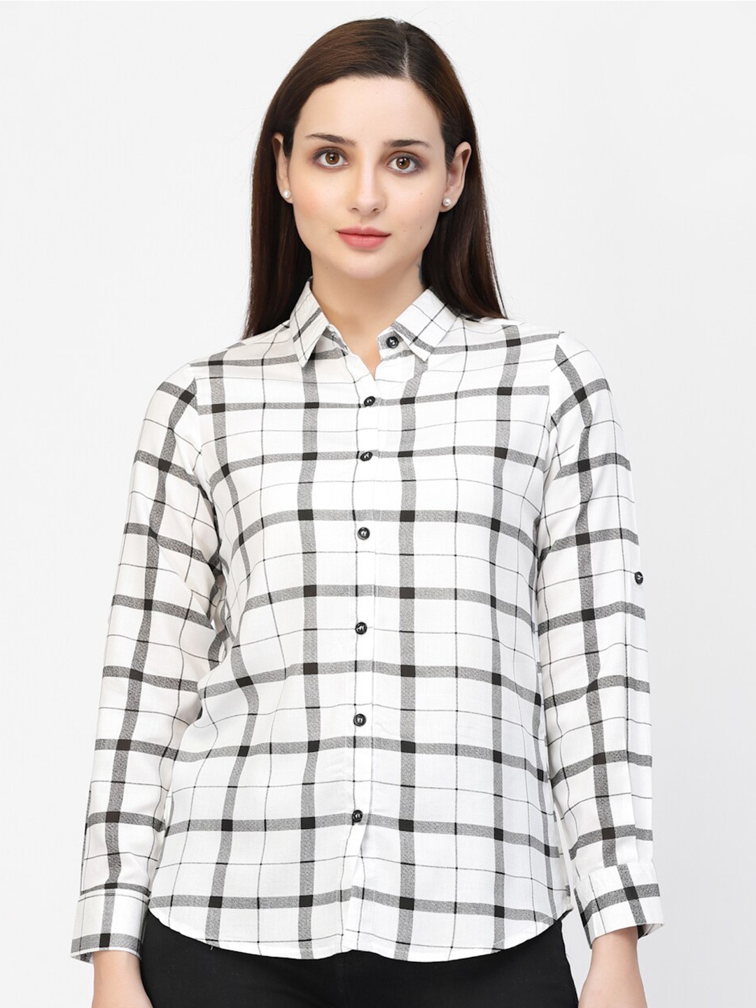 

Vastraa Fusion Comfort Tartan Checked Cotton Casual Shirt, White