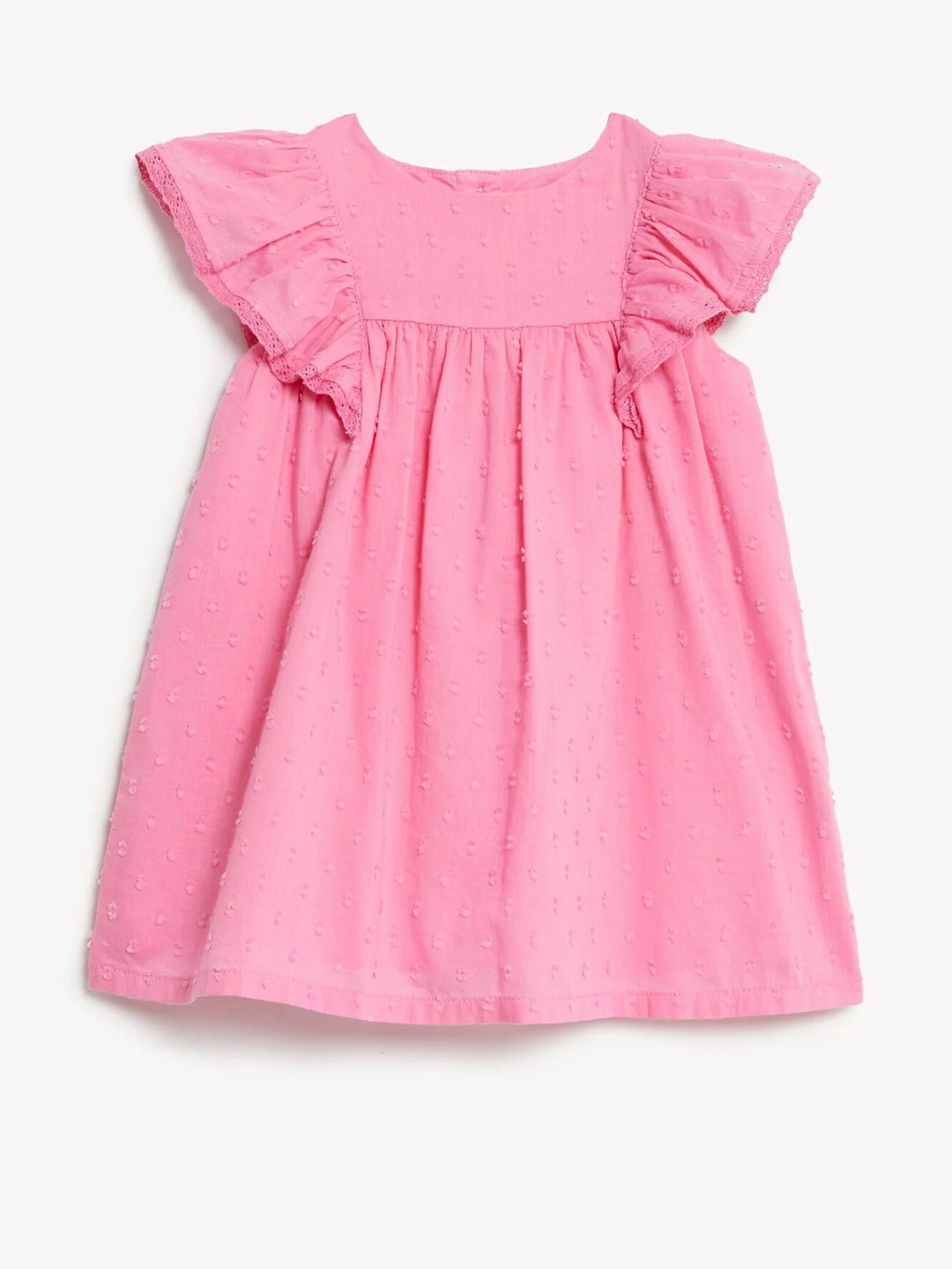 

Marks & Spencer Girls Flutter Sleeve Fit & Flare Dress, Pink