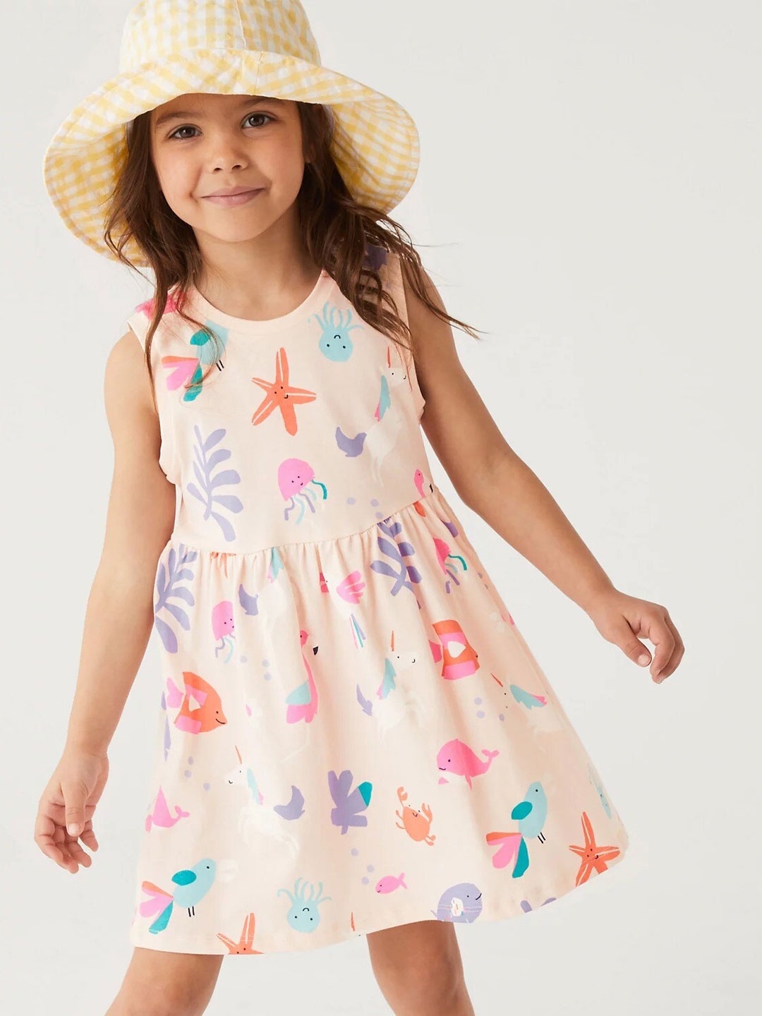 

Marks & Spencer Girls Print Fit & Flare Dress, Pink