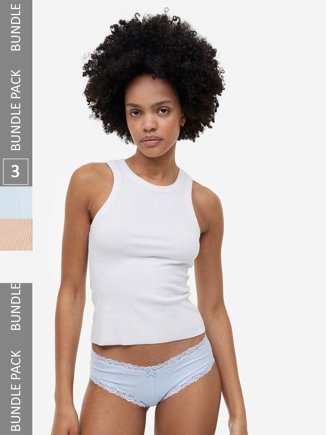 

H&M Women 3-Pack Hipster Briefs, Beige