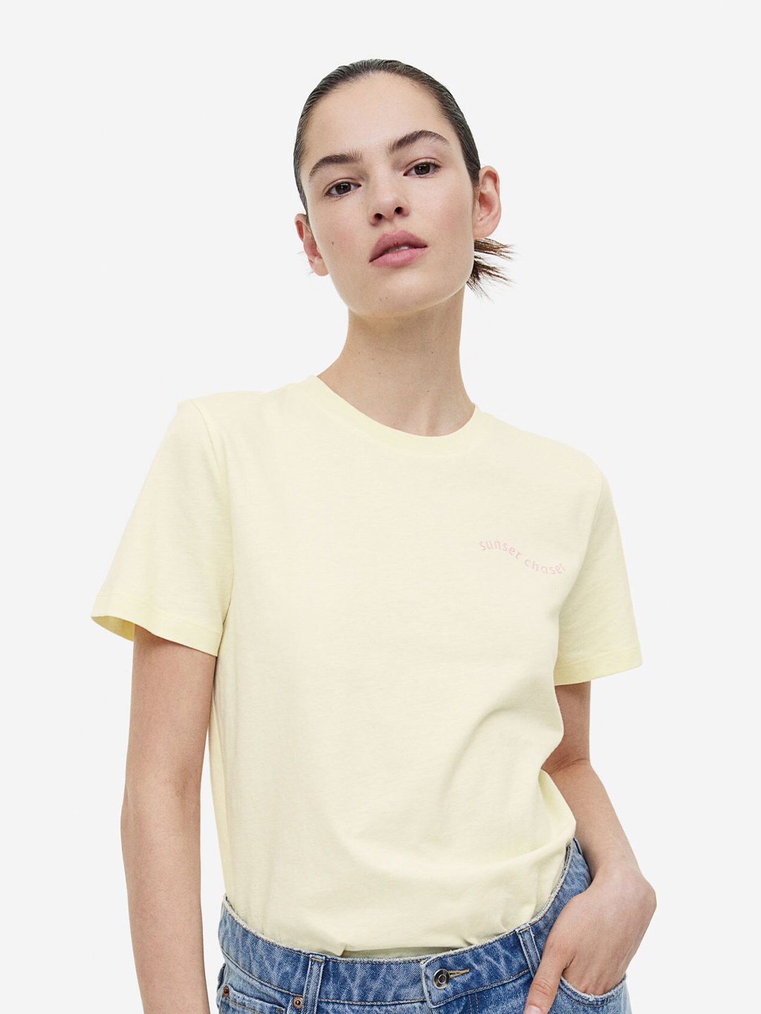 

H&M Pure Cotton T-shirt, Yellow