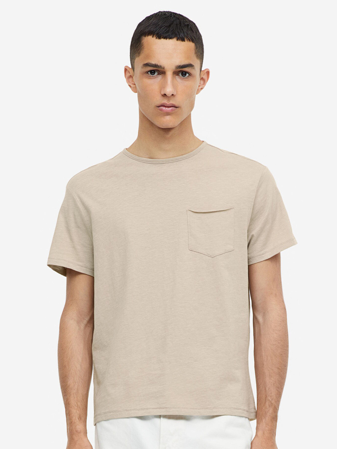 

H&M Regular Fit Pure Cotton T-Shirt, Beige