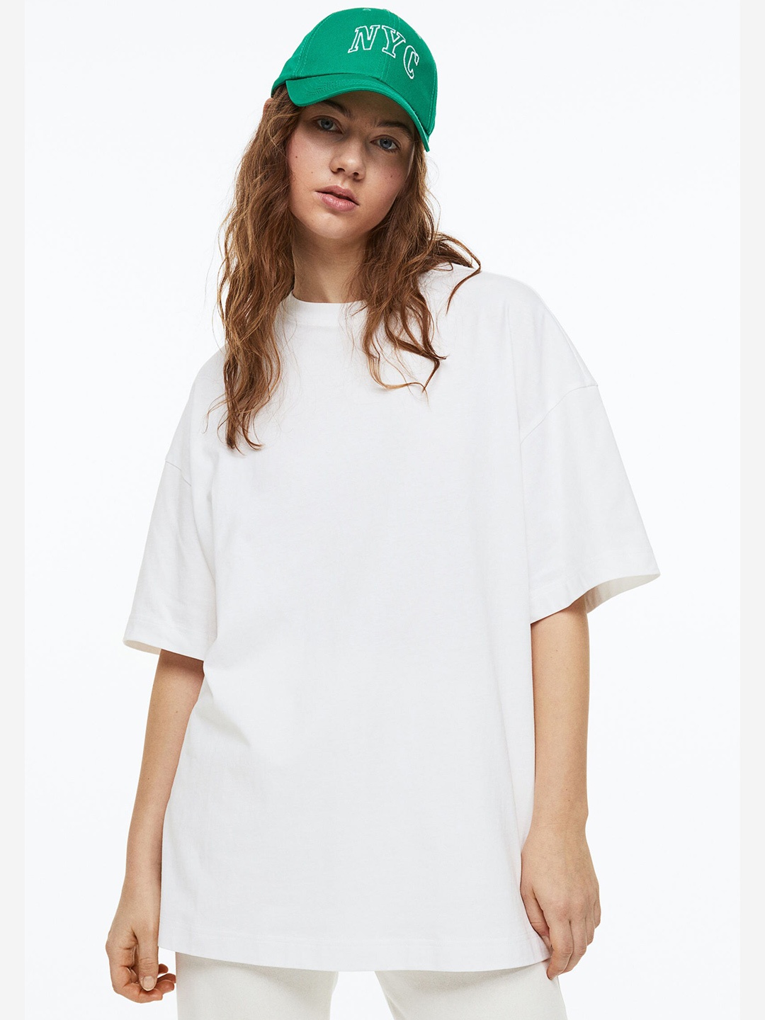 

H&M Oversized Pure Cotton T-Shirt, White