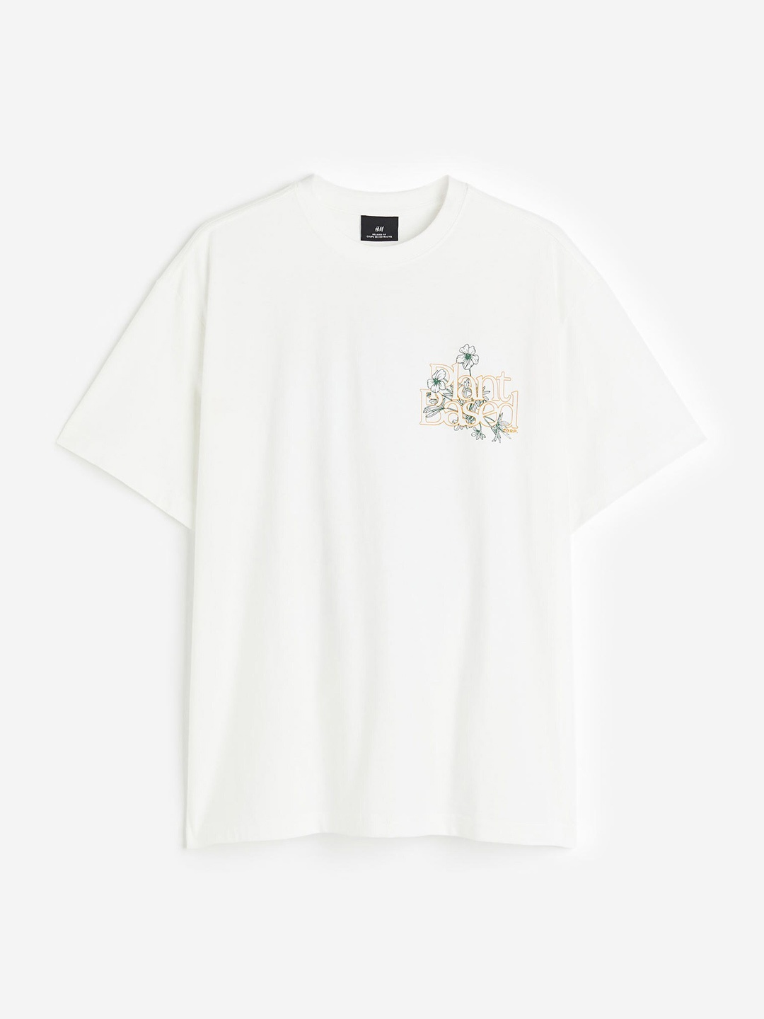 

H&M Men Relaxed Fit Printed Pure Cotton T-shirt, White