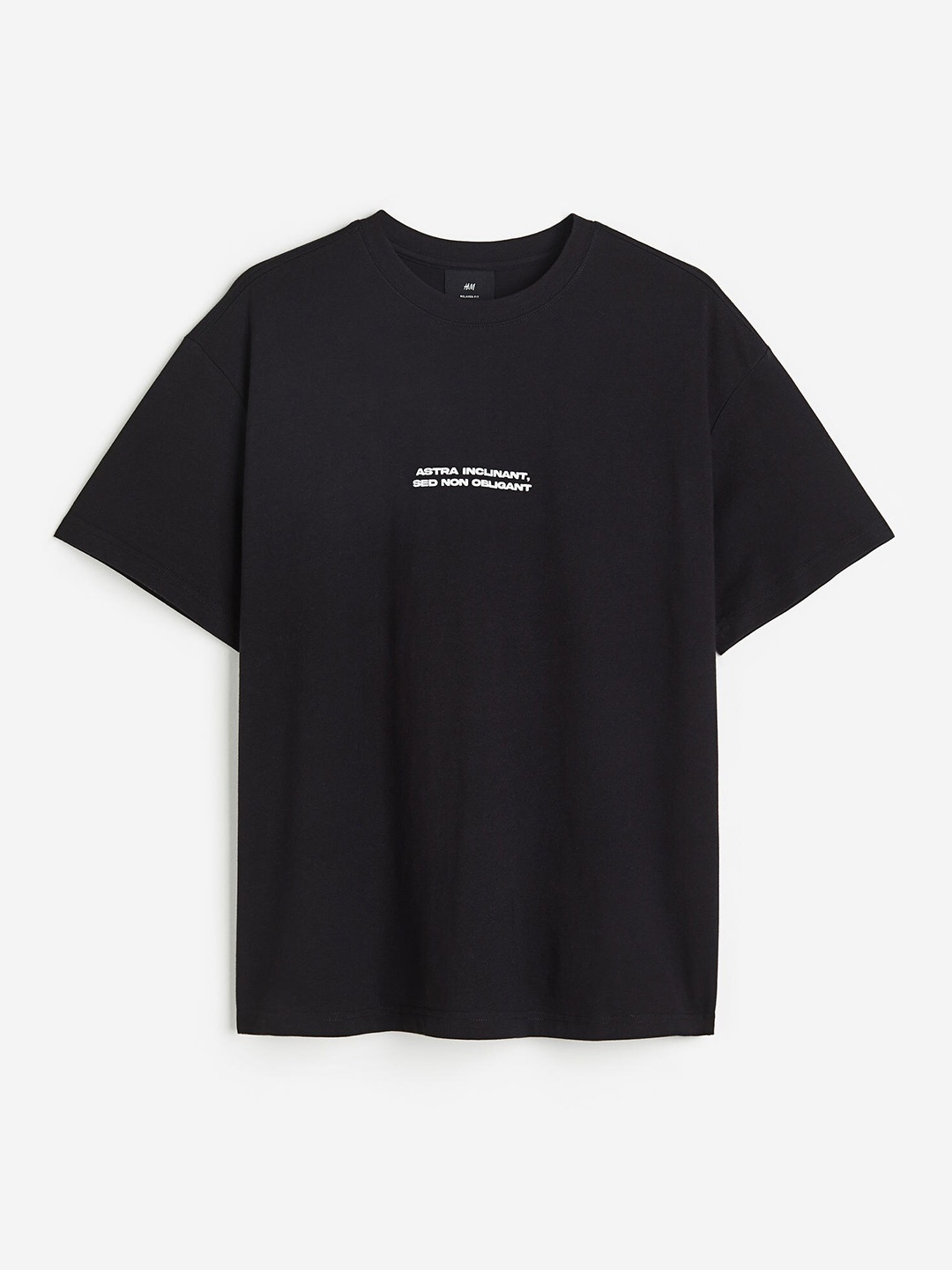 

H&M Men Relaxed Fit Printed Pure Cotton T-shirt, Black