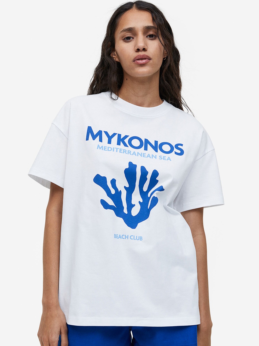 

H&M Printed Pure Cotton T-shirt, White