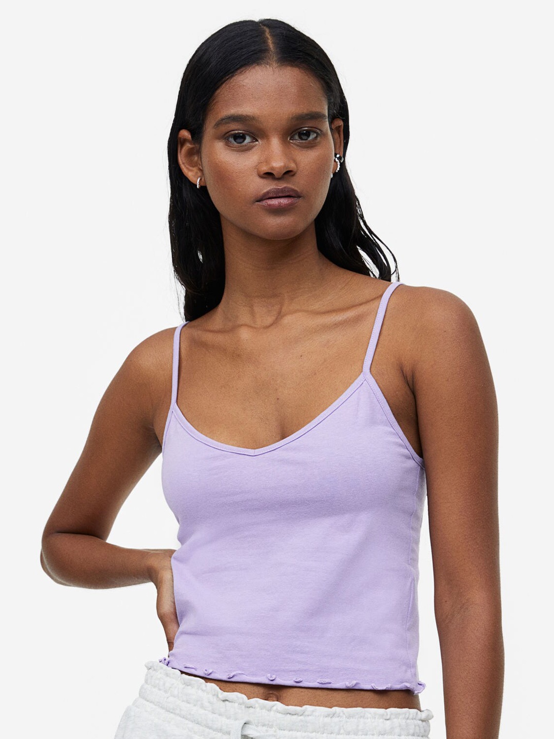 

H&M Cropped Strappy Top, Purple