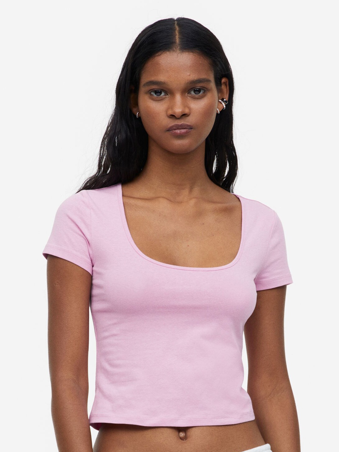 

H&M Cotton Jersey Top, Pink