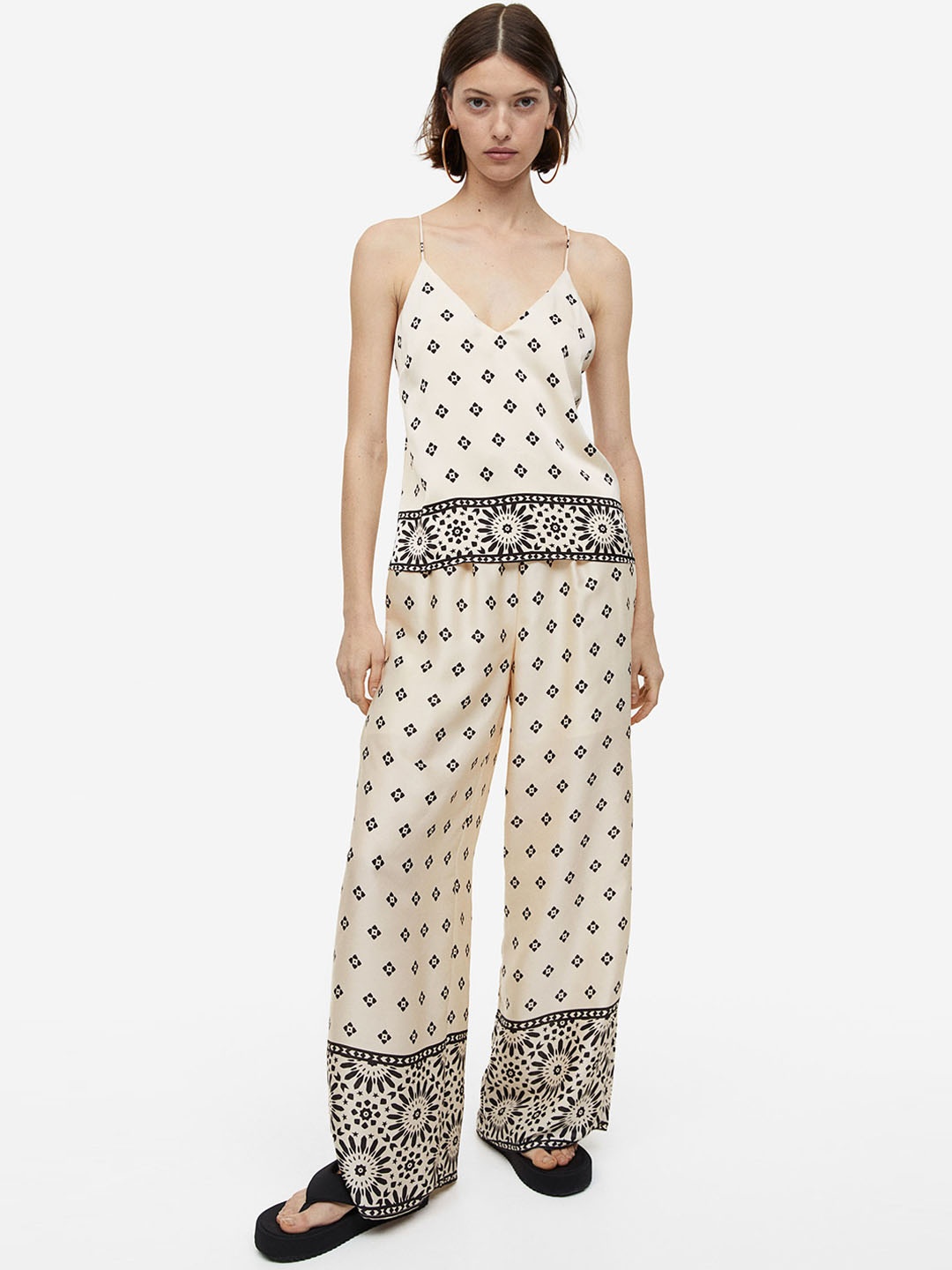 

H&M Women Wide Trousers, Beige