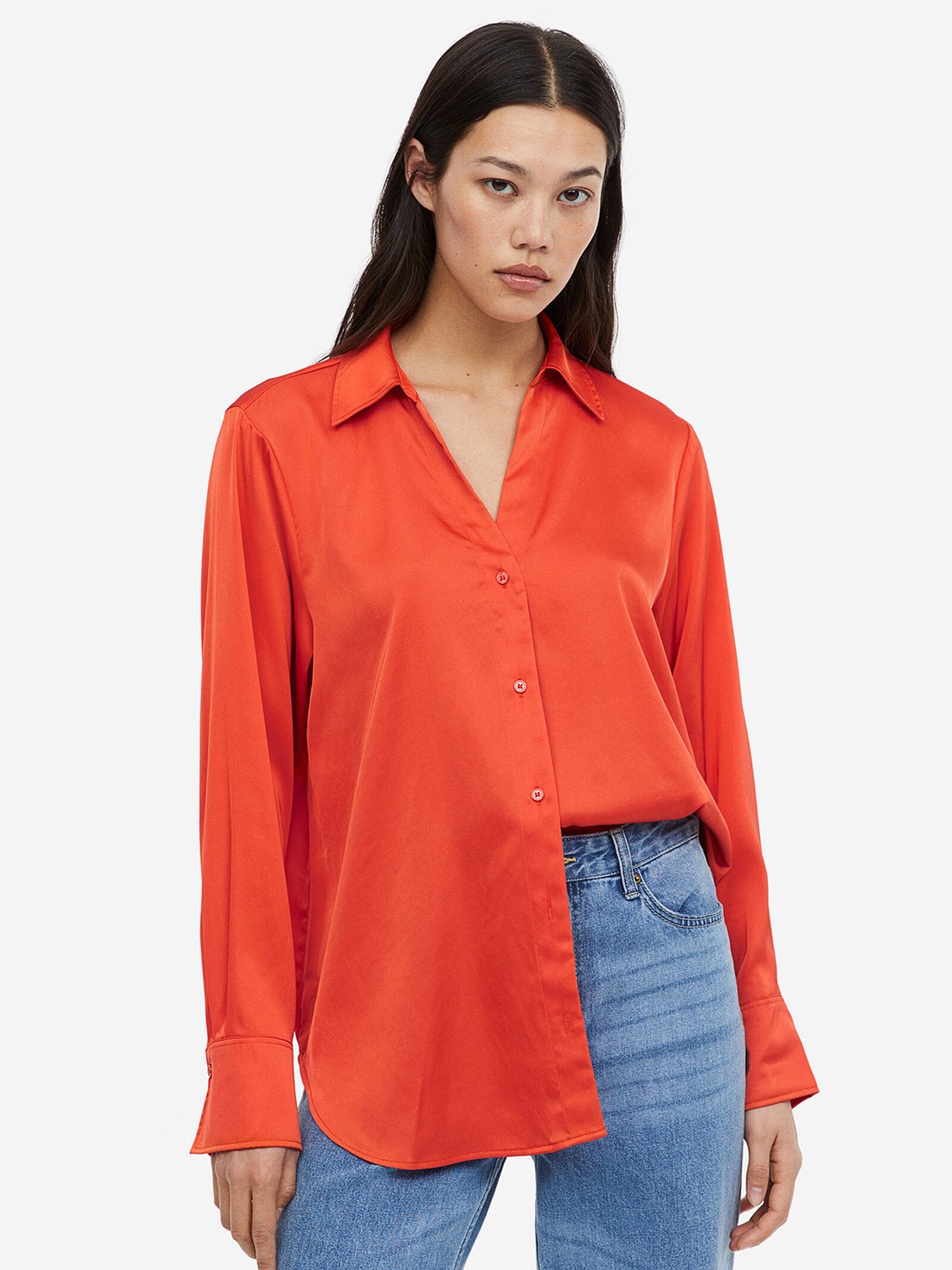 

H&M V-Neck Blouse, Orange