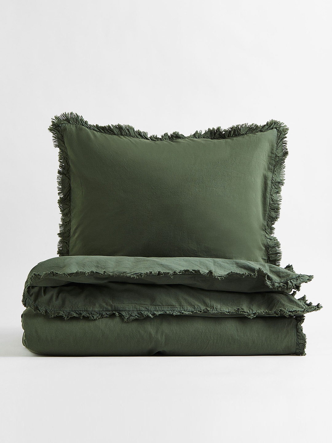

H&M Green Frill-Trimmed Single Duvet Cover Set