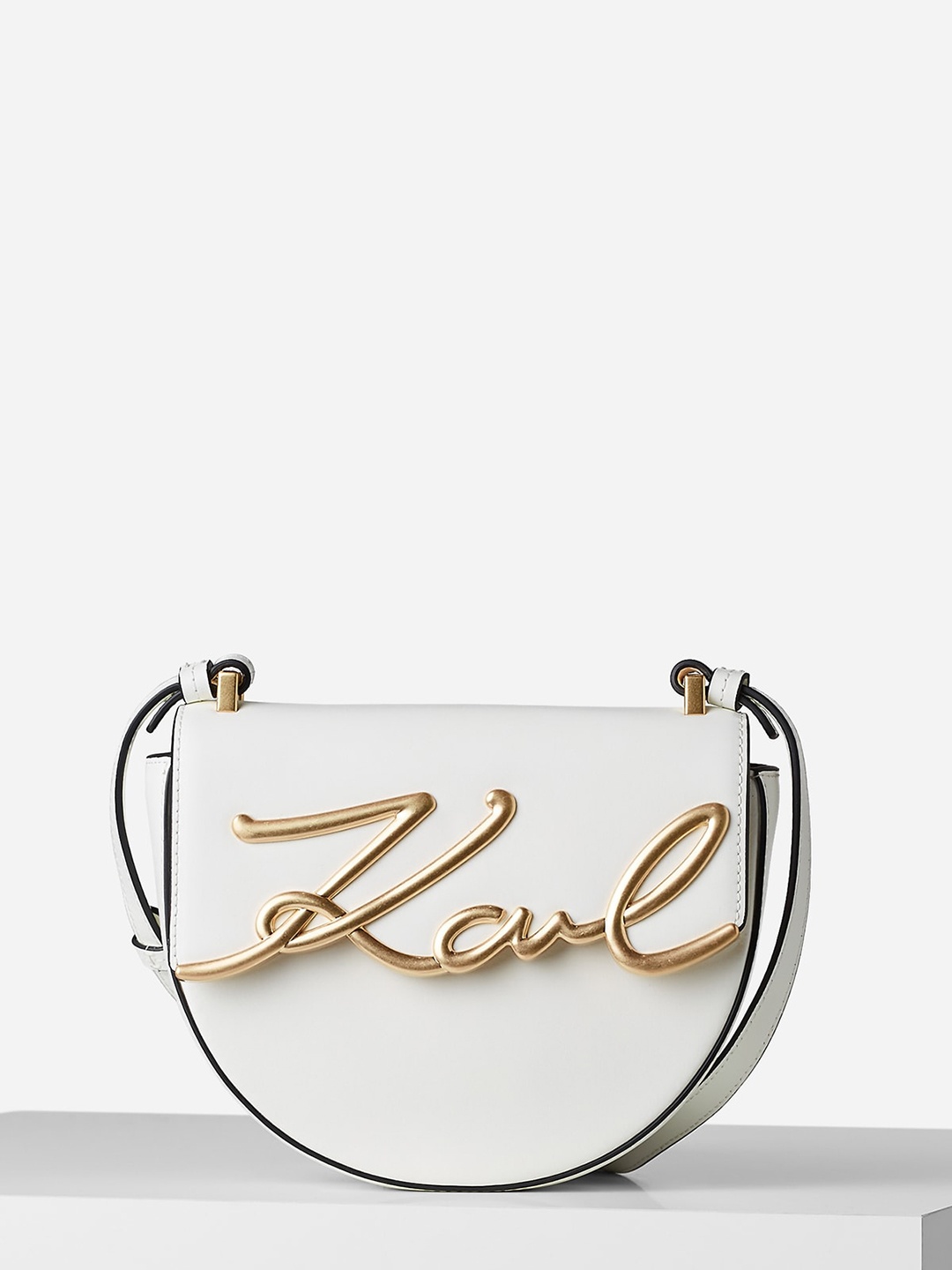 

Karl Lagerfeld Women Leather Structured Sling Bag, White