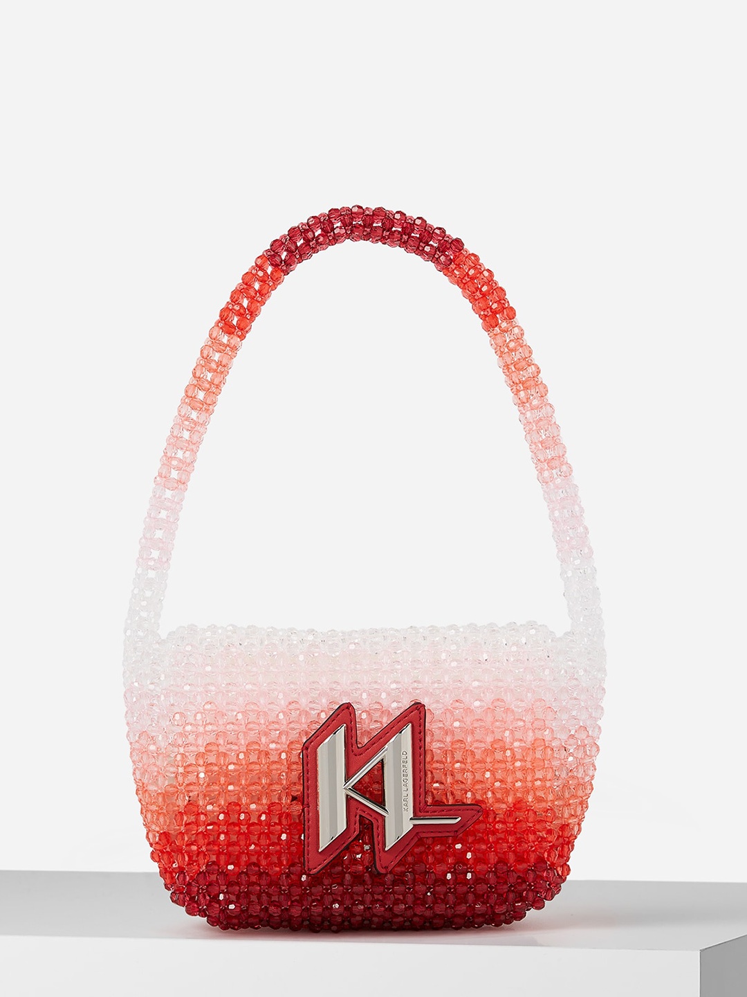 

Karl Lagerfeld Embellished Structured Handheld Bag, Red