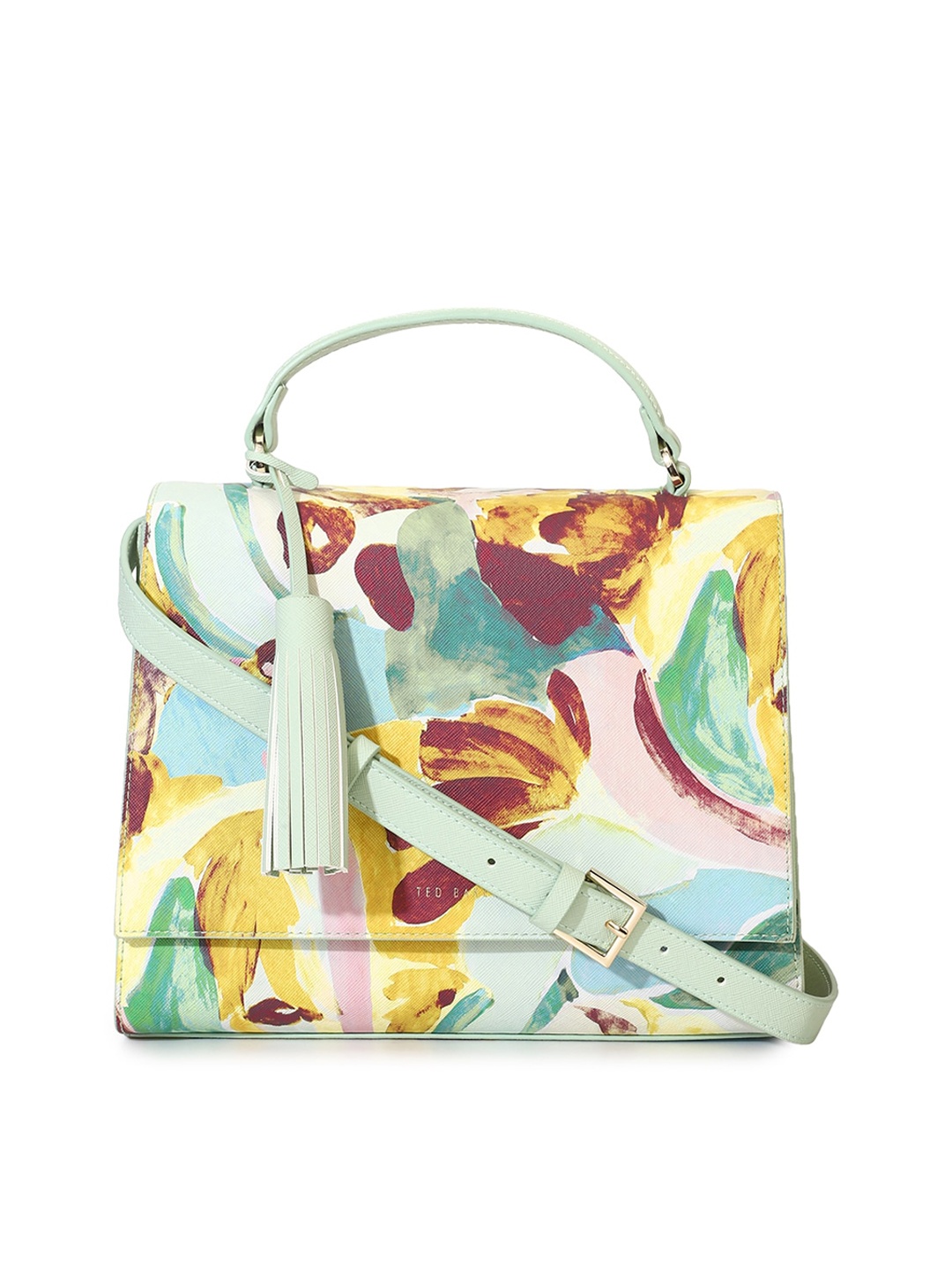 

Ted Baker PU Structured Handheld Bag with Fringed, Green