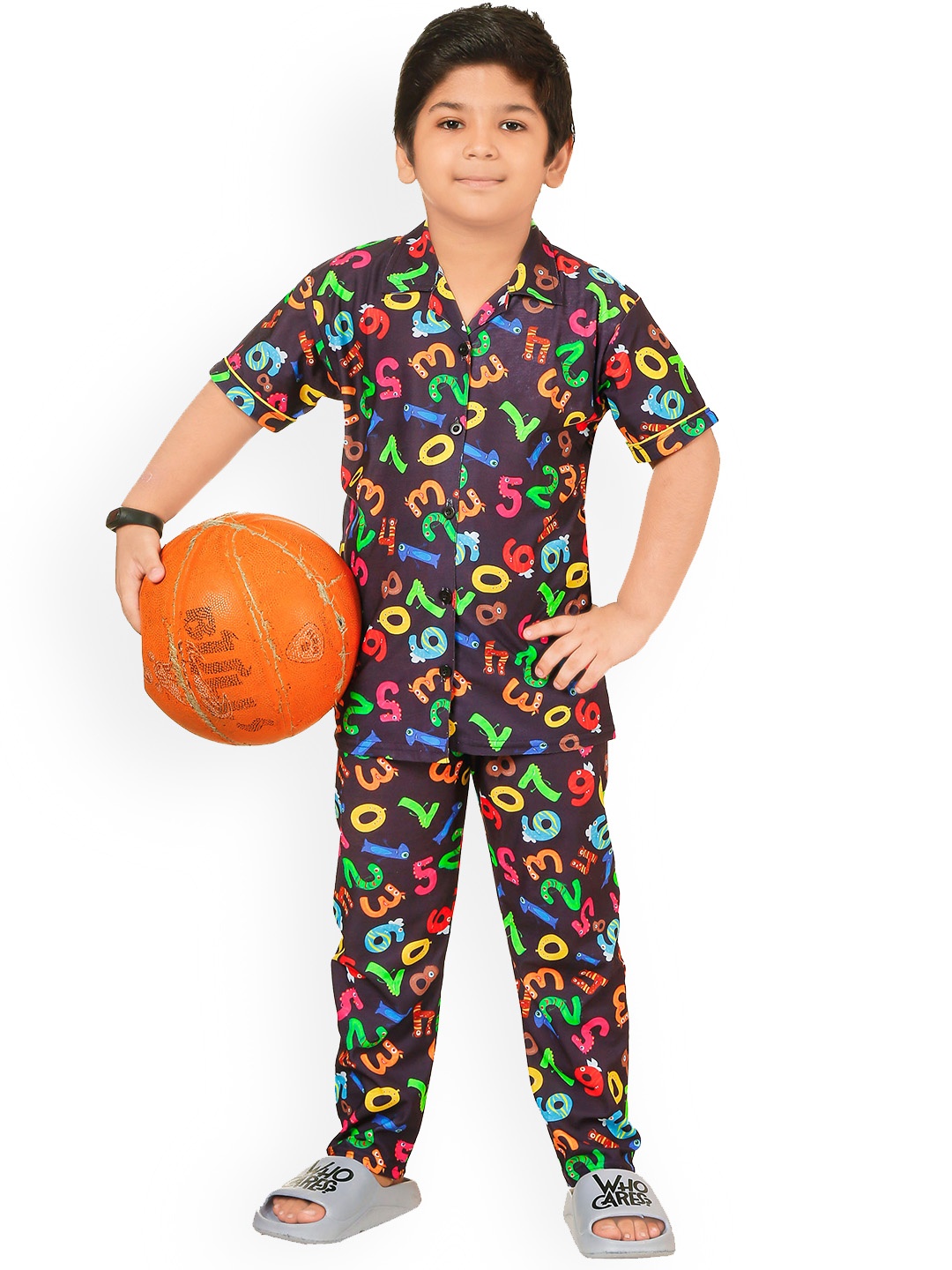 

BURBN Boys Typography Printed Night Suit, Navy blue