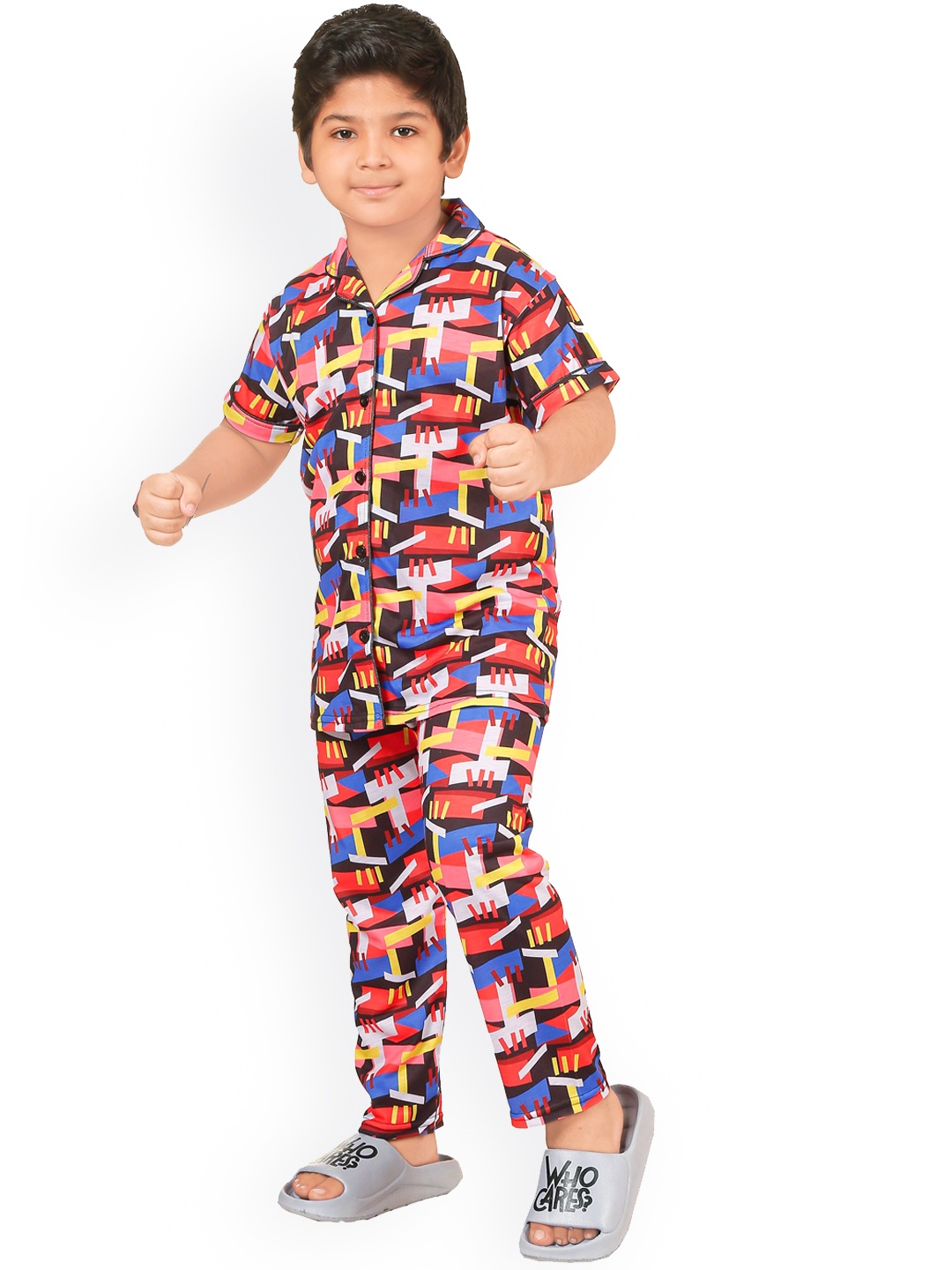

BURBN Boys Conversational Printed Night Suit, Pink